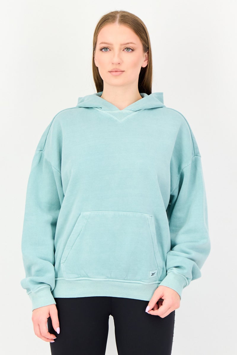 Reebok Women Sportswear Fit Long Sleeve Training Hoodie, Turquise - Image 1