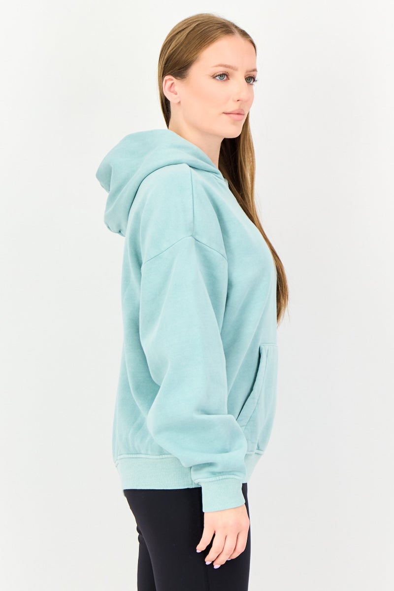 Reebok Women Sportswear Fit Long Sleeve Training Hoodie, Turquise - Image 2
