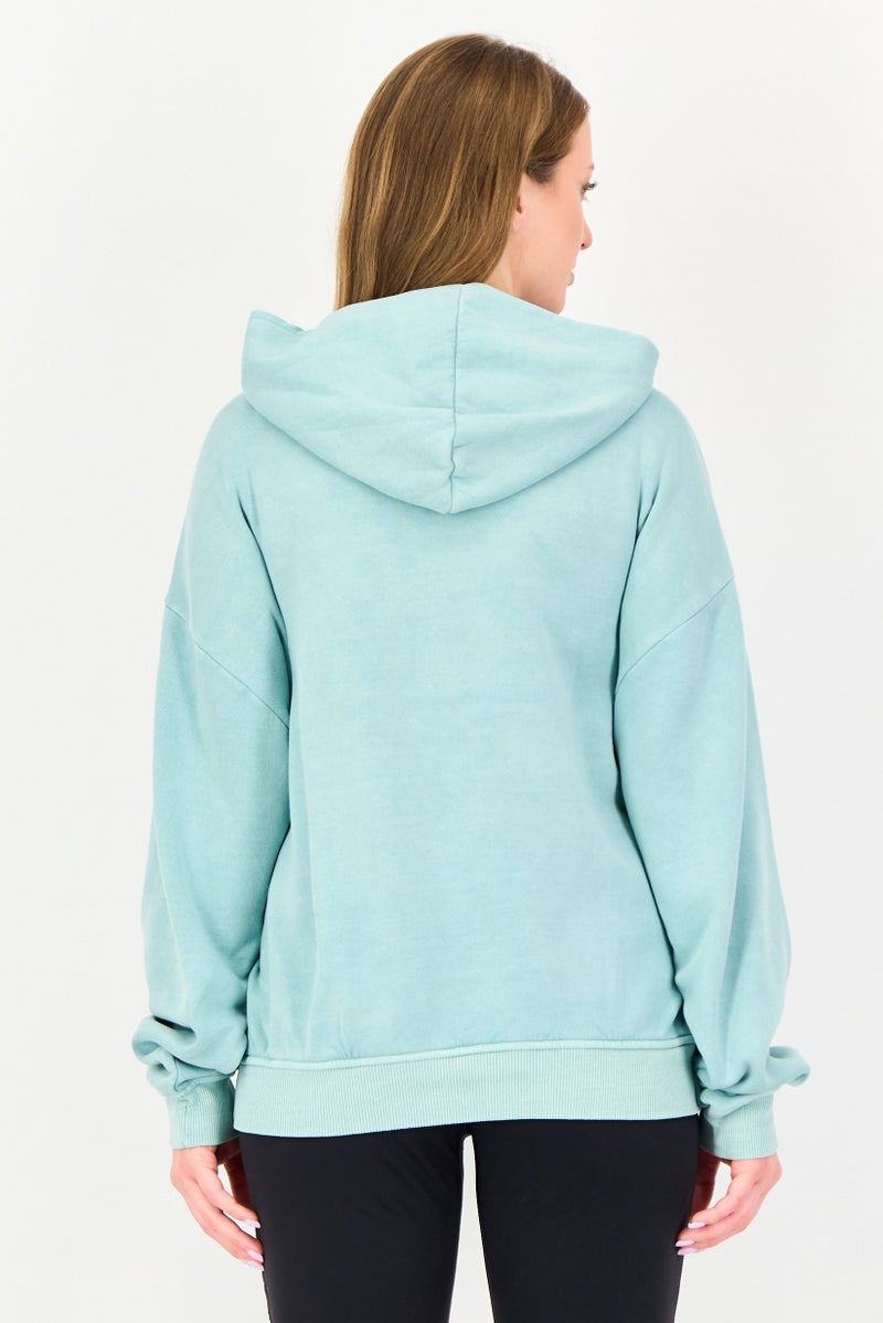 Reebok Women Sportswear Fit Long Sleeve Training Hoodie, Turquise - Image 3