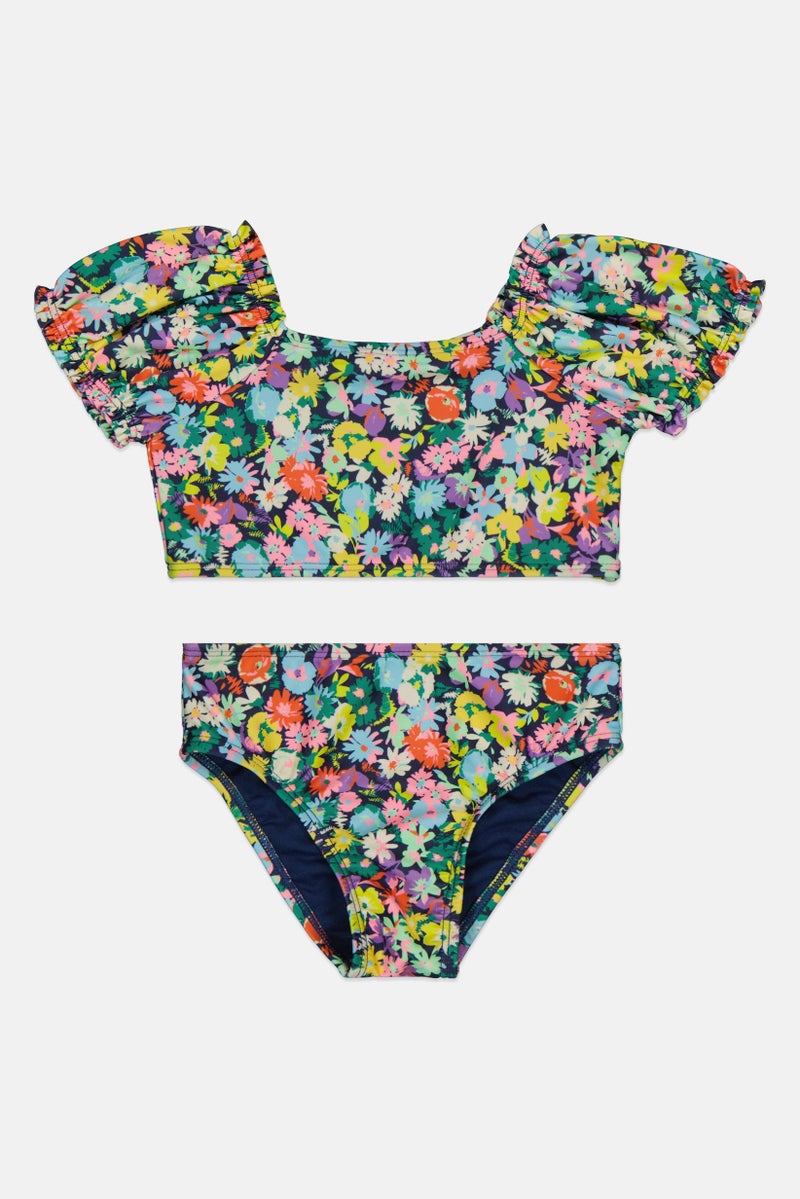 GAP Toddlers Girl 2 Pieces Floral Print Top And Bottom Swimwear Set, Multicolor - Image 1