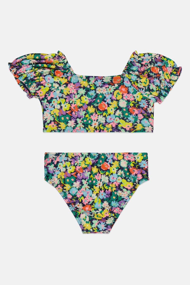 GAP Toddlers Girl 2 Pieces Floral Print Top And Bottom Swimwear Set, Multicolor - Image 2
