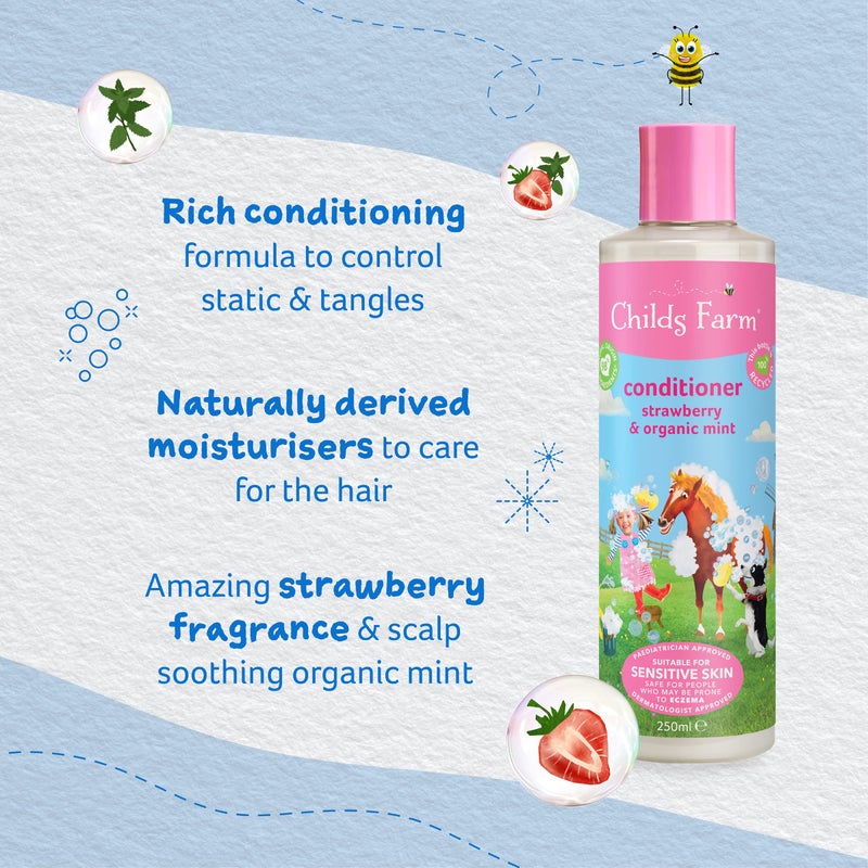 Childs Farm, Kids Hair Conditioner for Dry, Sensitive Skin & Scalp, Strawberry & Organic Mint, Conditions & Nourishes, Vegan, Cruelty-Free, 16.9 fl oz - Image 4