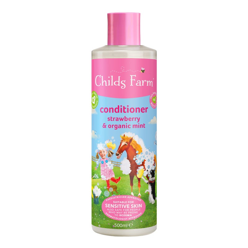 Childs Farm, Kids Hair Conditioner for Dry, Sensitive Skin & Scalp, Strawberry & Organic Mint, Conditions & Nourishes, Vegan, Cruelty-Free, 16.9 fl oz - Image 1