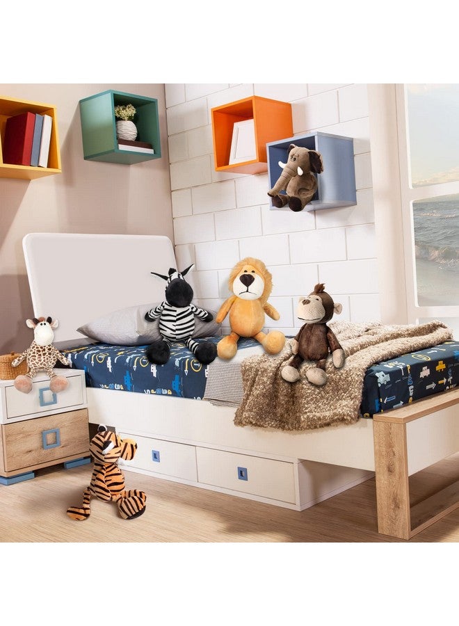 زانماي مجموعة من 6 قطع من حيوانات السفاري المحشوة من القطيفة لحيوانات الغابة للأولاد والبنات، أسد وفيل وحمار وحشي وزرافة ونمر وقرد لحفلات ذات طابع حيواني وجوائز للطلاب في عيد الميلاد (بأسلوب لطيف) - Image 5