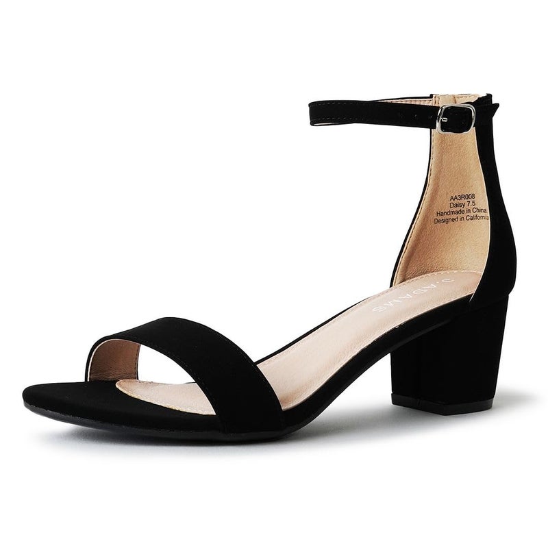 JAdams Daisy Heeled Sandals for Women Wide Ankle Strap Low 2 Inch Kitten Short Block Heel Open Toe Dress Shoes Chunky Heels for Bridal Wedding Parties Dressy Platform Sandals Womens Shoes