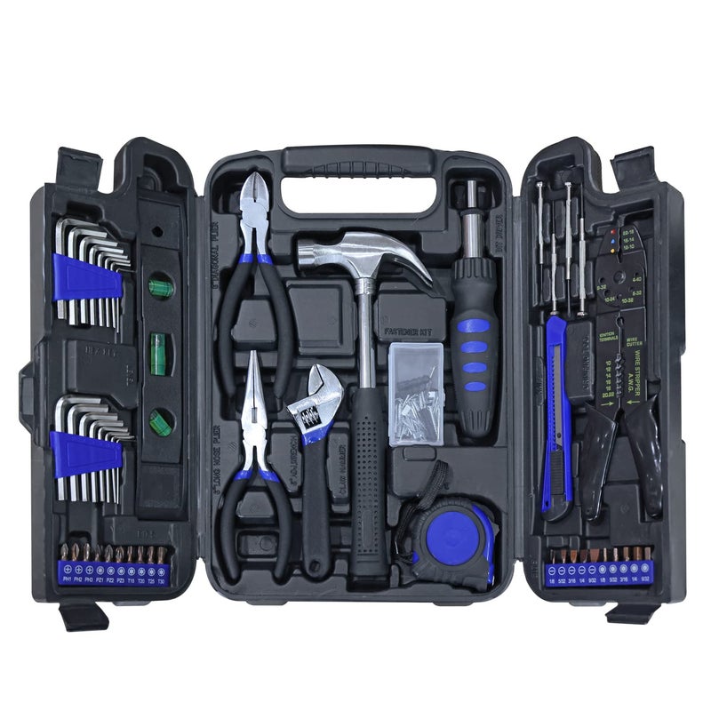 Torin 129 Piece Tool Set Household Repair Tool Kit with Plastic ToolBox S2 tool steel adjustable wrench driver handle Wire Striper measuring tape screwdriver bits screwdrivers Setetc APK129TSM - Image 2