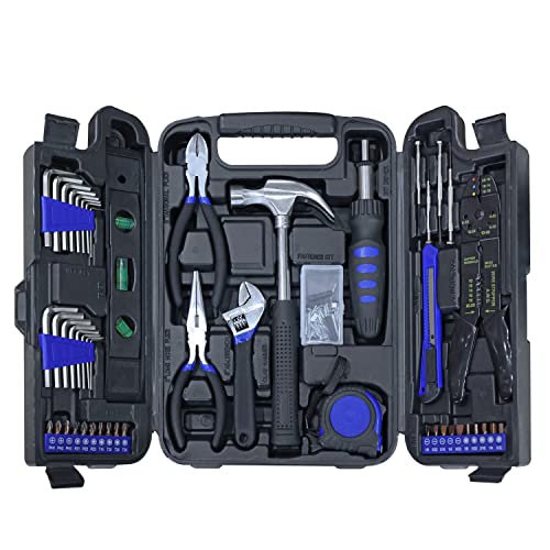 Torin 129 Piece Tool Set Household Repair Tool Kit with Plastic ToolBox S2 tool steel adjustable wrench driver handle Wire Striper measuring tape screwdriver bits screwdrivers Setetc APK129TSM - Image 1