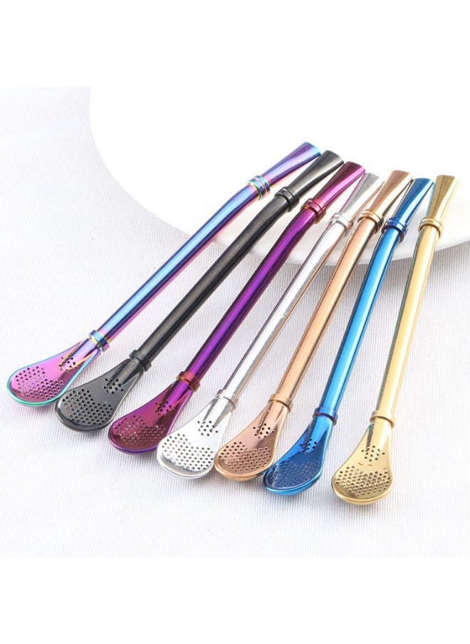NIBEMINENT 304 Stainless Steel Straw Filter Spoon Set 20cm brush 