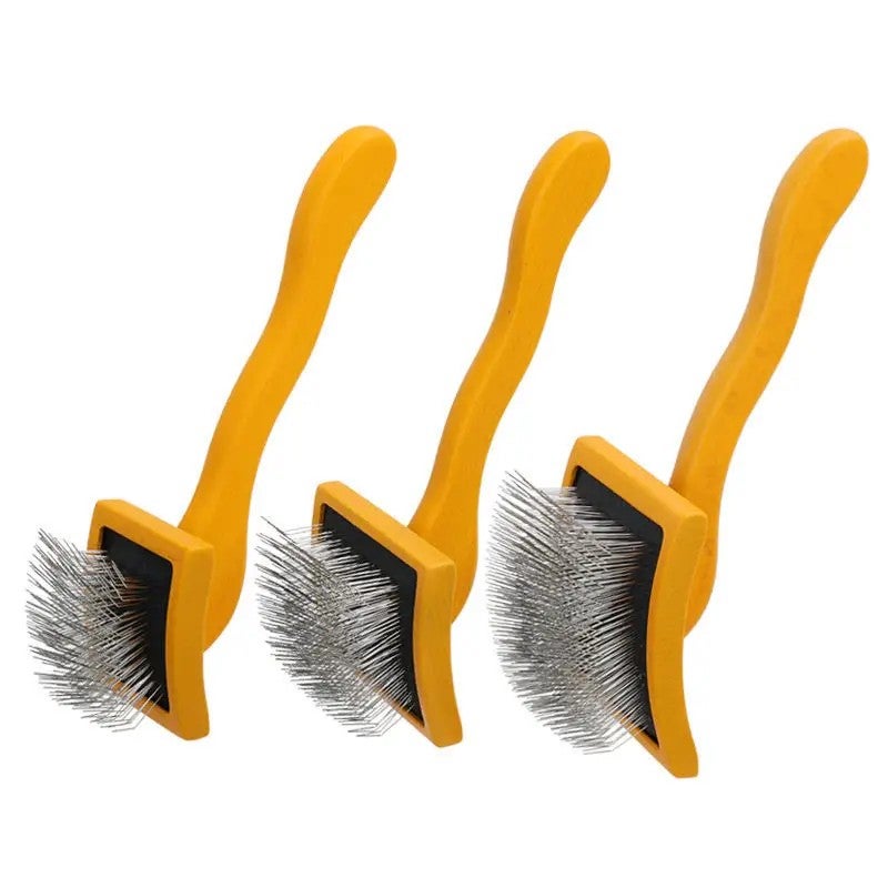 Y&D Professional Dog & Cat Grooming Brush - 135° Stainless Steel Pins, Comfortable Wooden Handle - Pet Brushes for Shedding & Mat Removal - Image 3