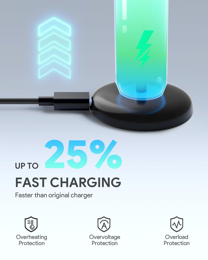 SQERO Mini Travel Charger for Electric Toothbrush Compatible with Philips Sonicare HX Series, Inductive Replacement Slim Portable Charger Base Type C(Black) - Image 4