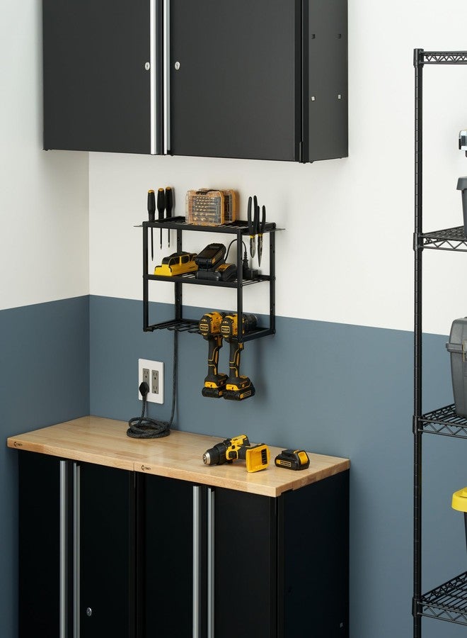 ترينيتي منظم أدوات كهربائية TRINITY ذو 4 حجرات مع أرفف، سعة 140 رطل، مثبت على الحائط أو سطح العمل، أسود - Image 3