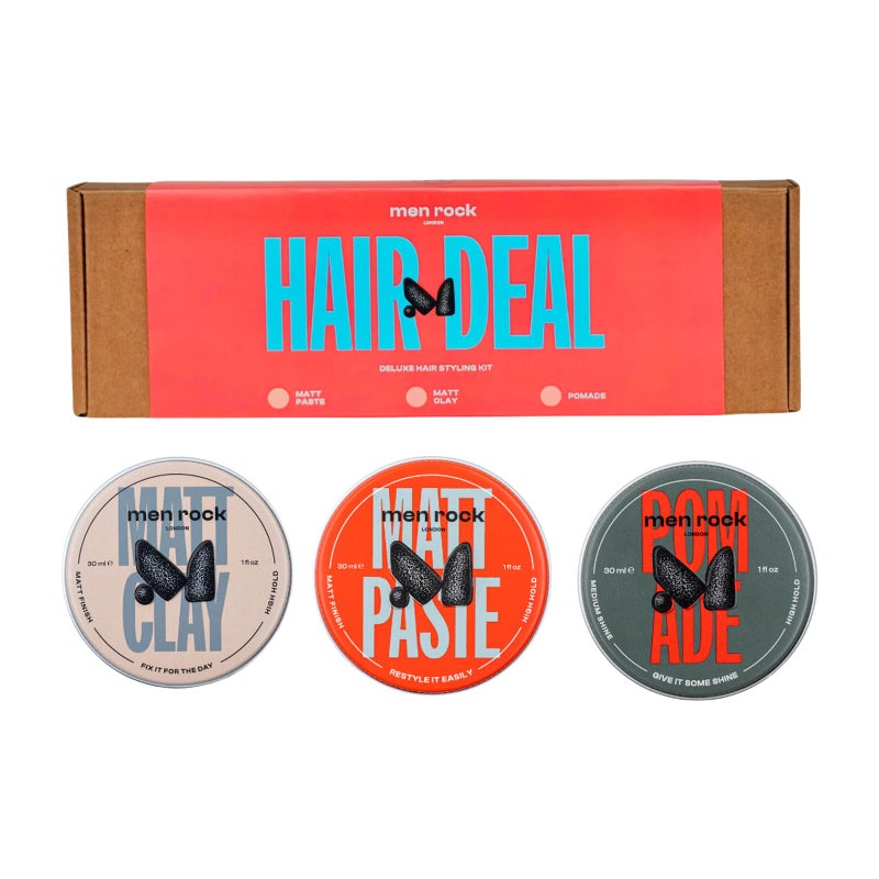 Men Rock Hair Styling Gift Set  3 DeluxeSize Items Matt Paste Matt Clay  Pomade for Strong Lasting Hold - Image 1