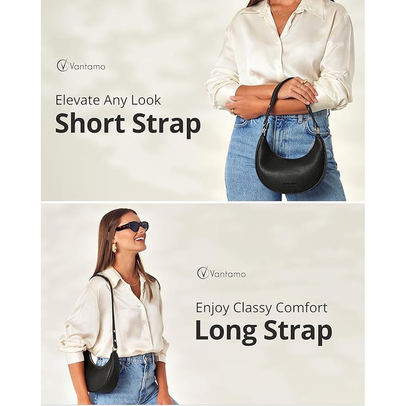 Vantamo Half Moon Bag for Women - Faux Leather Crescent Bag with Anti Theft RFID Protection & Adjustable Shoulder Strap. - Image 3