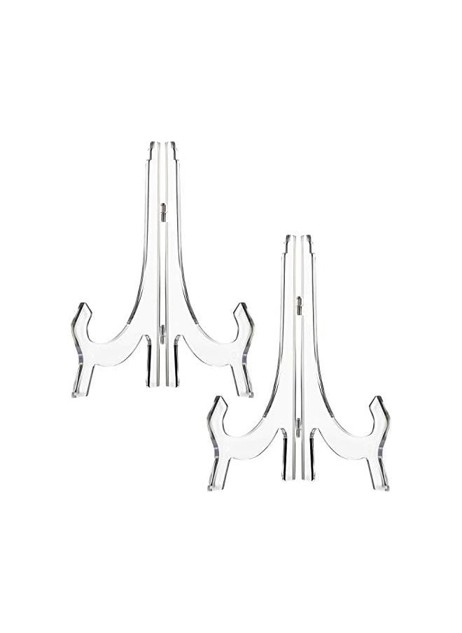The Bros 2 Pieces, 9.8 Inches Clear Acrylic Easels Display Stands/Plate Stands for Display Photos Holder Picture Frames or Other Items at Weddings, Birthdays, Home Decoration, Tables  - Image 2