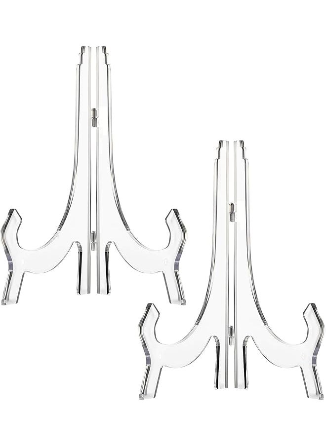 The Bros 2 Pieces, 9.8 Inches Clear Acrylic Easels Display Stands/Plate Stands for Display Photos Holder Picture Frames or Other Items at Weddings, Birthdays, Home Decoration, Tables  - Image 1