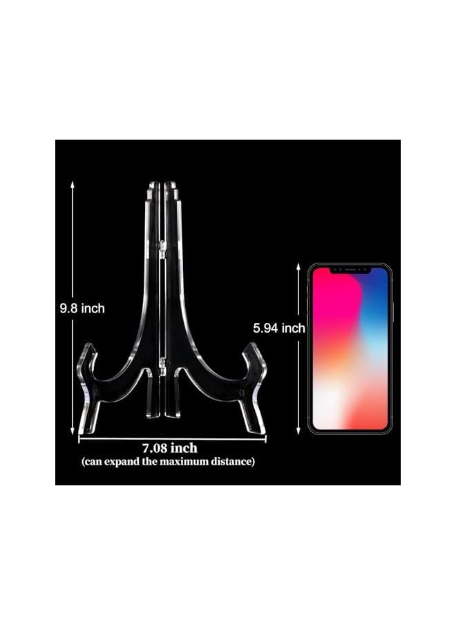 The Bros 2 Pieces, 9.8 Inches Clear Acrylic Easels Display Stands/Plate Stands for Display Photos Holder Picture Frames or Other Items at Weddings, Birthdays, Home Decoration, Tables  - Image 4