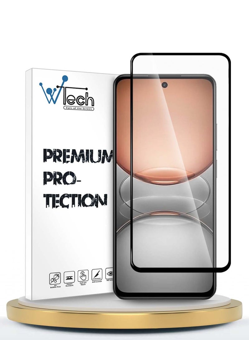 دبليو تيك Realme C75 4G 2024 Premium E2E Series Full Glue بغطاء كامل واقي شاشة من الزجاج المقسى (MSGECN) - شفاف / أسود - Image 1