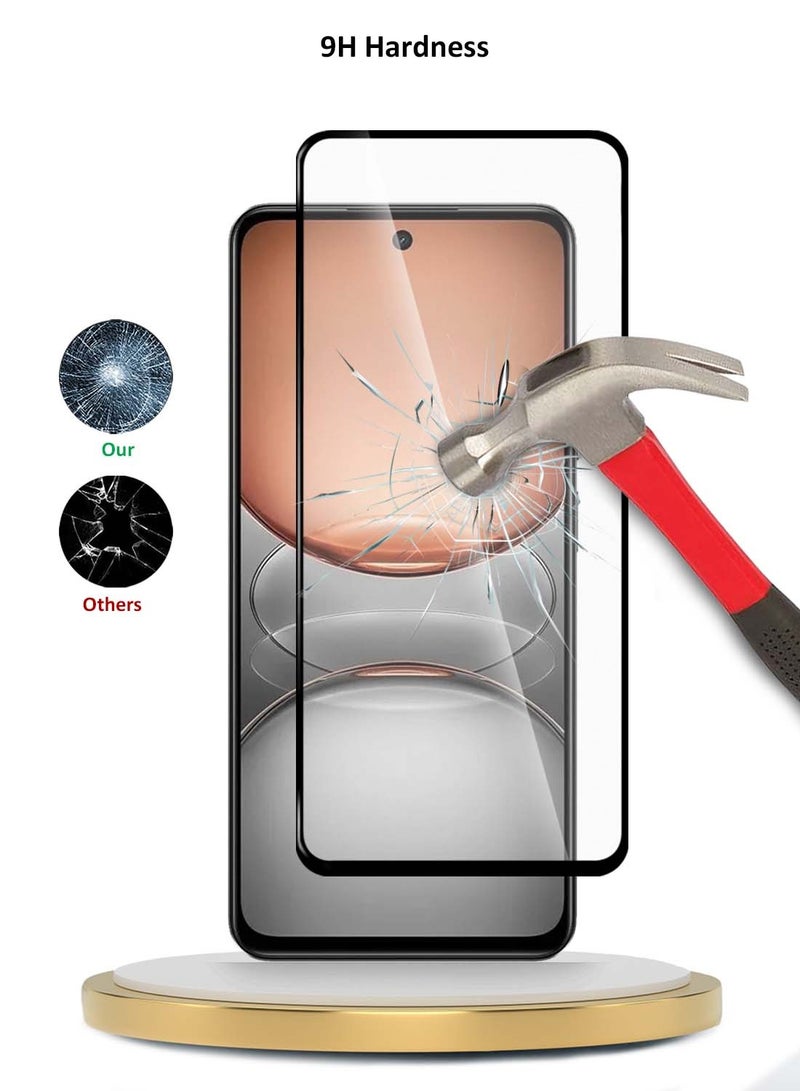 دبليو تيك Realme C75 4G 2024 Premium E2E Series Full Glue بغطاء كامل واقي شاشة من الزجاج المقسى (MSGECN) - شفاف / أسود - Image 3