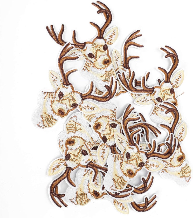 Jeanoko Deer Head Embroidered Iron on Patch with Strong Stickiness for DIY Clothing Decoration 12Pcs for Backpacks, Jackets, Bags, Hats - Image 2