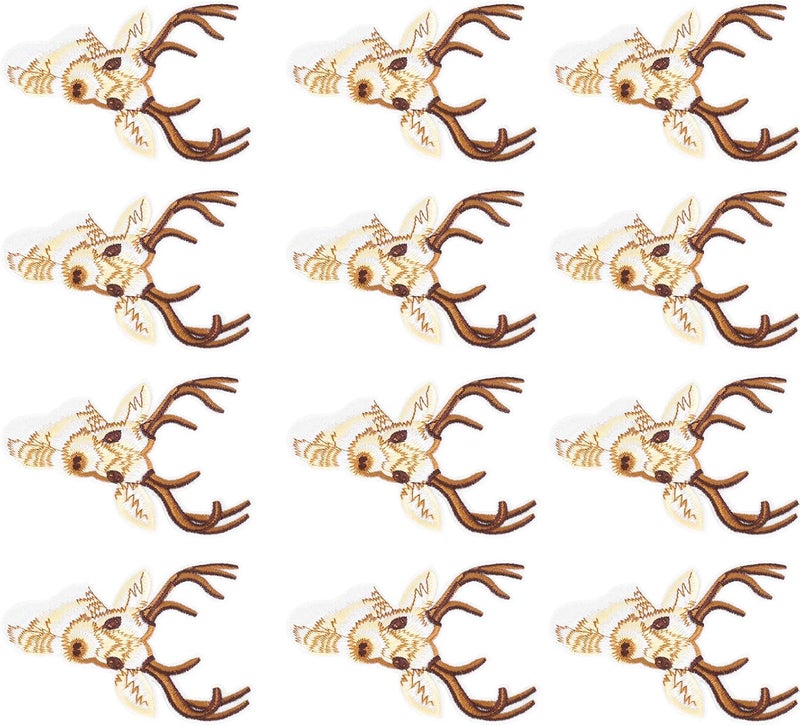 Jeanoko Deer Head Embroidered Iron on Patch with Strong Stickiness for DIY Clothing Decoration 12Pcs for Backpacks, Jackets, Bags, Hats - Image 3