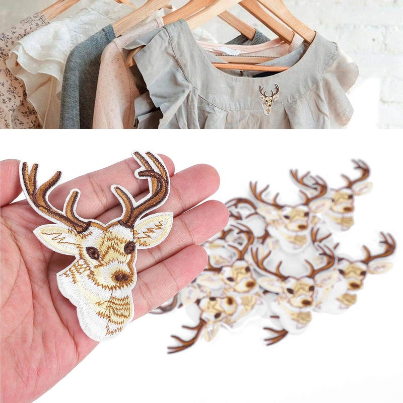 Jeanoko Deer Head Embroidered Iron on Patch with Strong Stickiness for DIY Clothing Decoration 12Pcs for Backpacks, Jackets, Bags, Hats - Image 5