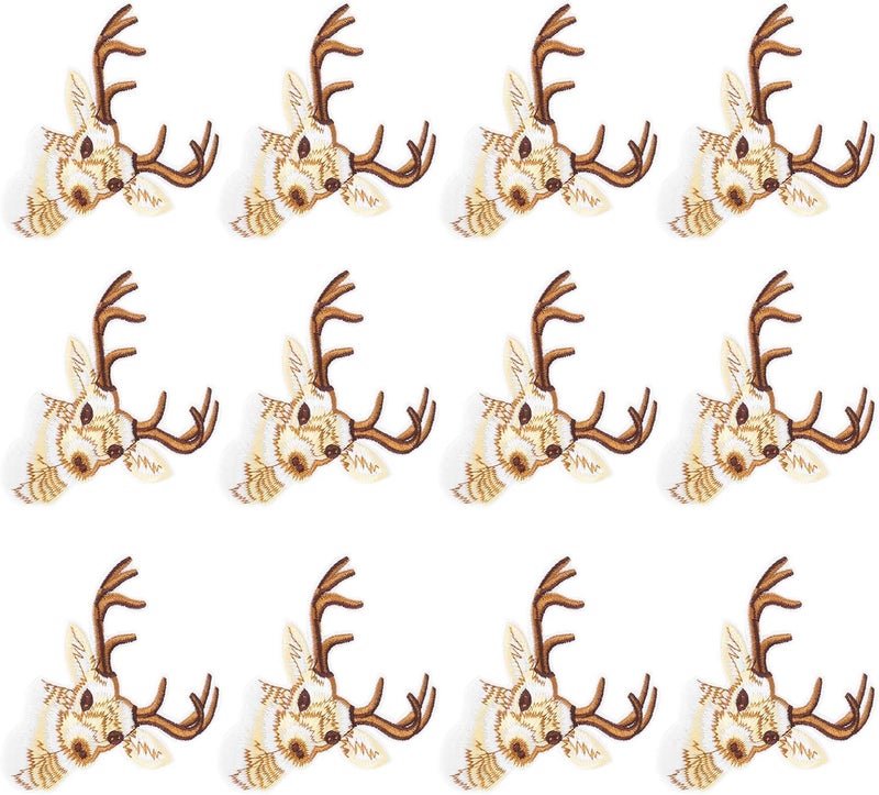 Jeanoko Deer Head Embroidered Iron on Patch with Strong Stickiness for DIY Clothing Decoration 12Pcs for Backpacks, Jackets, Bags, Hats - Image 4