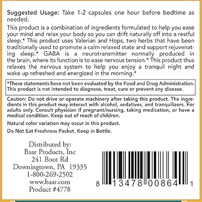 Baar Dozy-Doze, 90 Vegetarian Capsules - Image 3