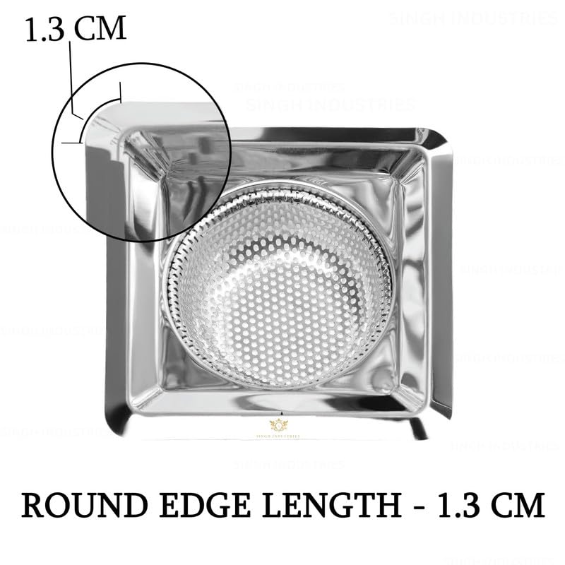 SINGH INDUSTRIES® Stainless Steel Sink Strainer Square Shape, Kitchen Drain Basin Basket Filter Stopper Jali/Drainer - Image 2