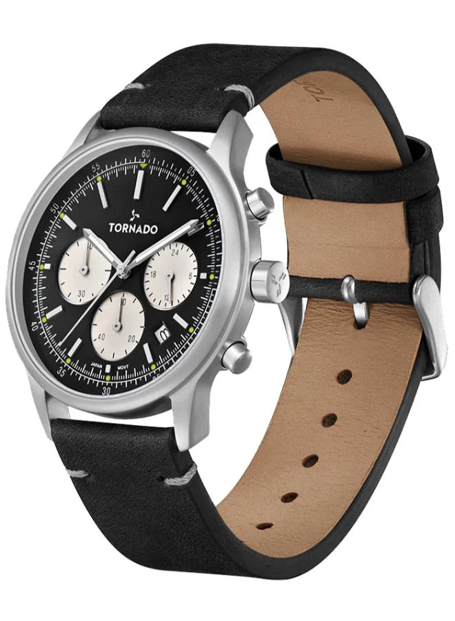 TORNADO Men's Leather Multi Function Watch T24108-SLBB - 42.4 mm
