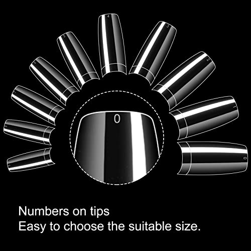 krofaue 500PCS Clear False Nails Tips - Half Cover Lady French Style Acrylic Artificial Tip Manicure with Box of 10 Sizes for Nail Tips Art Salons and Home DIY - Image 3