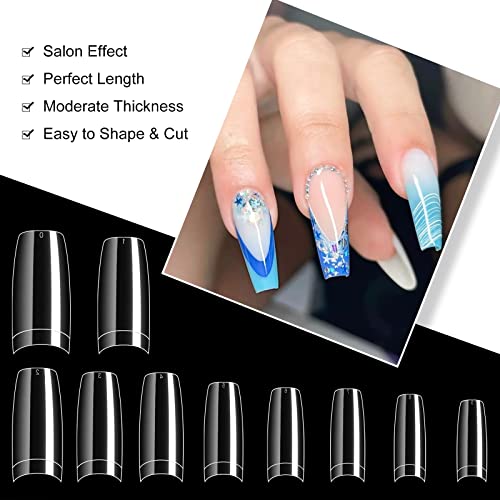 krofaue 500PCS Clear False Nails Tips - Half Cover Lady French Style Acrylic Artificial Tip Manicure with Box of 10 Sizes for Nail Tips Art Salons and Home DIY - Image 4
