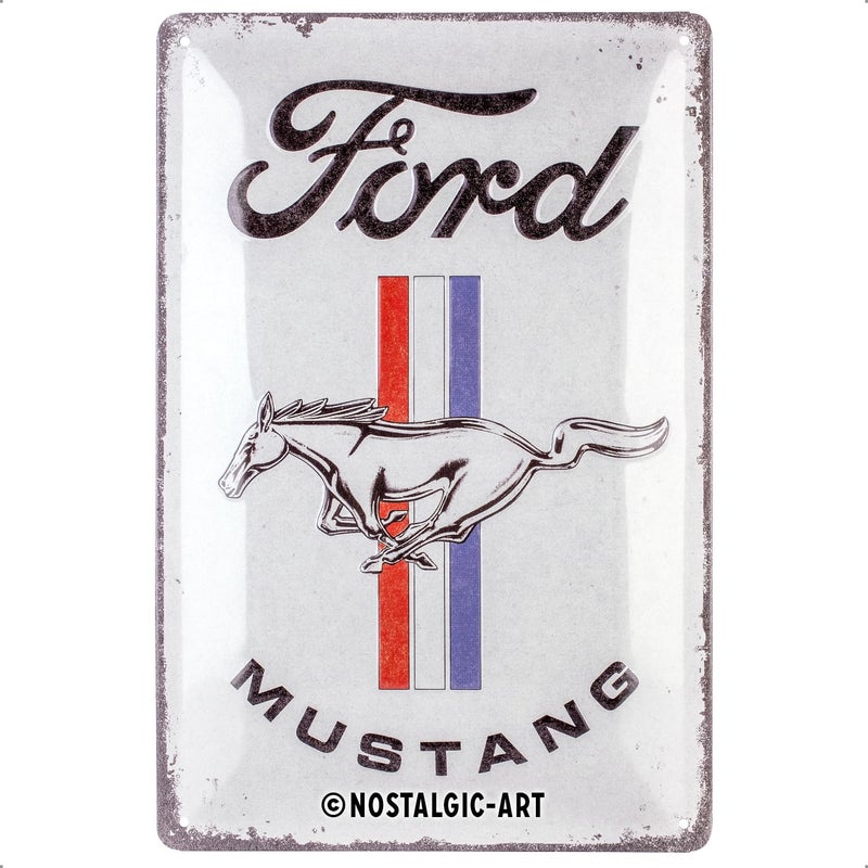 Nostalgic Art NostalgicArt Retro tin sign 79 x 118 Ford Mustang Horse Stripes Logo Gift idea for Ford fans Official License Product OLP made of metal vintage design - Image 2