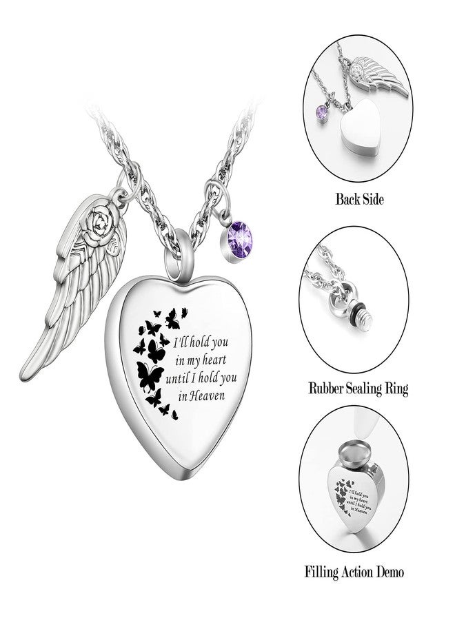 XIUDA Heart Cremation Jewelry for Ashes Urn Necklace with Birthstones Ash Necklace Memorial Cremation Necklaces for Women-I'll Hold You in My Heart Until I Hold You in Heaven, Stainless Steel, - Image 4