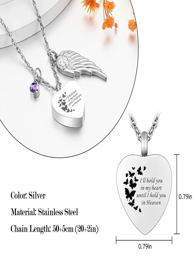 XIUDA Heart Cremation Jewelry for Ashes Urn Necklace with Birthstones Ash Necklace Memorial Cremation Necklaces for Women-I'll Hold You in My Heart Until I Hold You in Heaven, Stainless Steel, - Image 2