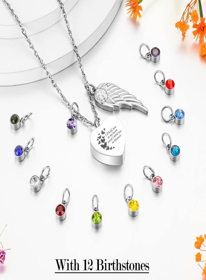 XIUDA Heart Cremation Jewelry for Ashes Urn Necklace with Birthstones Ash Necklace Memorial Cremation Necklaces for Women-I'll Hold You in My Heart Until I Hold You in Heaven, Stainless Steel, - Image 3