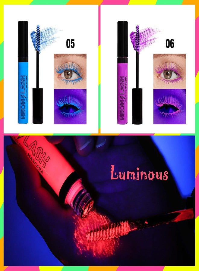Mrettick 6 Colors Matte Liquid Mascara Set Colorful UV Neon Mascara Pencil Pigmented Waterproof Smudgeproof Long Lasting Eye Liner Xmas Christmas Festival Makeup Gift Kit for Women - Image 3