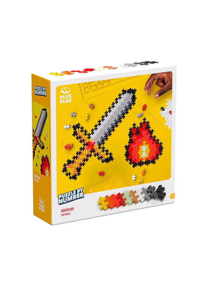 Plus-Plus Puzzle By Number, 250 Piece Mini Interlocking Hashtag Color Blocks, 3D Pixel Art Kit For Kids - Adventure  - Image 2