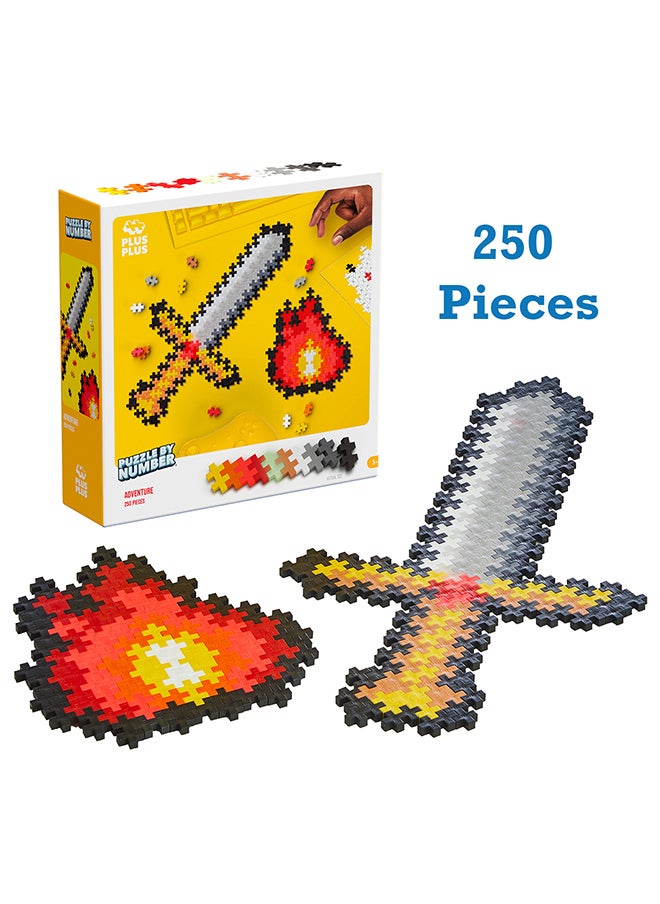 Plus-Plus Puzzle By Number, 250 Piece Mini Interlocking Hashtag Color Blocks, 3D Pixel Art Kit For Kids - Adventure  - Image 1