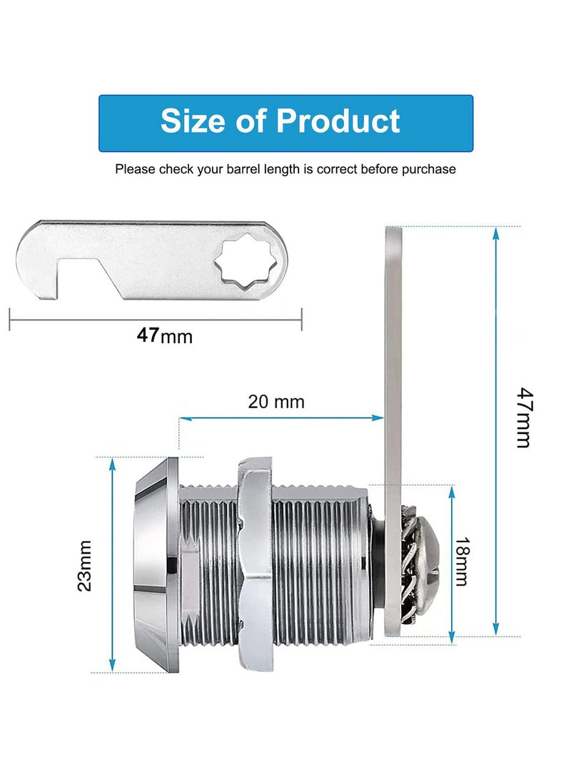 SANMUGEED - 20mm Cam Lock, Cupboard Cabinet Door Locks, Drawer Cabinet Locking Security Mailbox Lock Cabinet Drawer Cupboard Cam Lock Letter Box Locks - Image 1