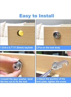 SANMUGEED 20mm Cam Lock, Cupboard Cabinet Door Locks, Drawer Cabinet Locking Security Mailbox Lock Cabinet Drawer Cupboard Cam Lock Letter Box Locks  - Image 5