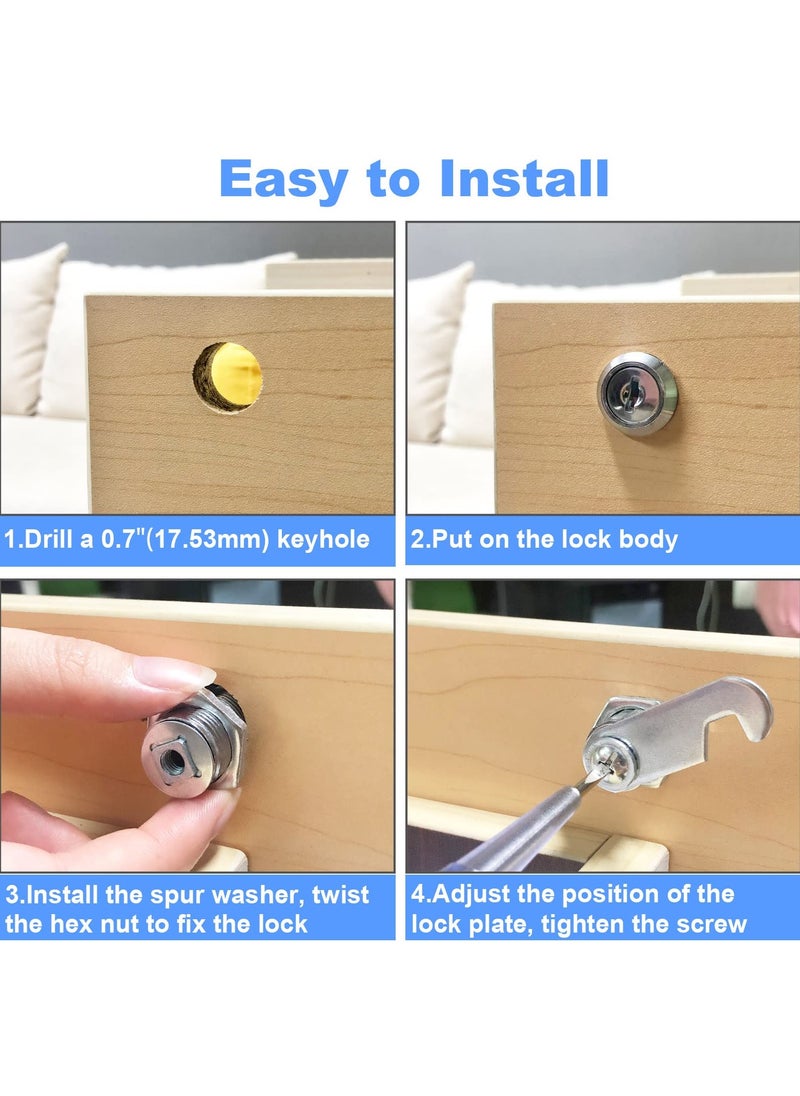 SANMUGEED - 20mm Cam Lock, Cupboard Cabinet Door Locks, Drawer Cabinet Locking Security Mailbox Lock Cabinet Drawer Cupboard Cam Lock Letter Box Locks - Image 1