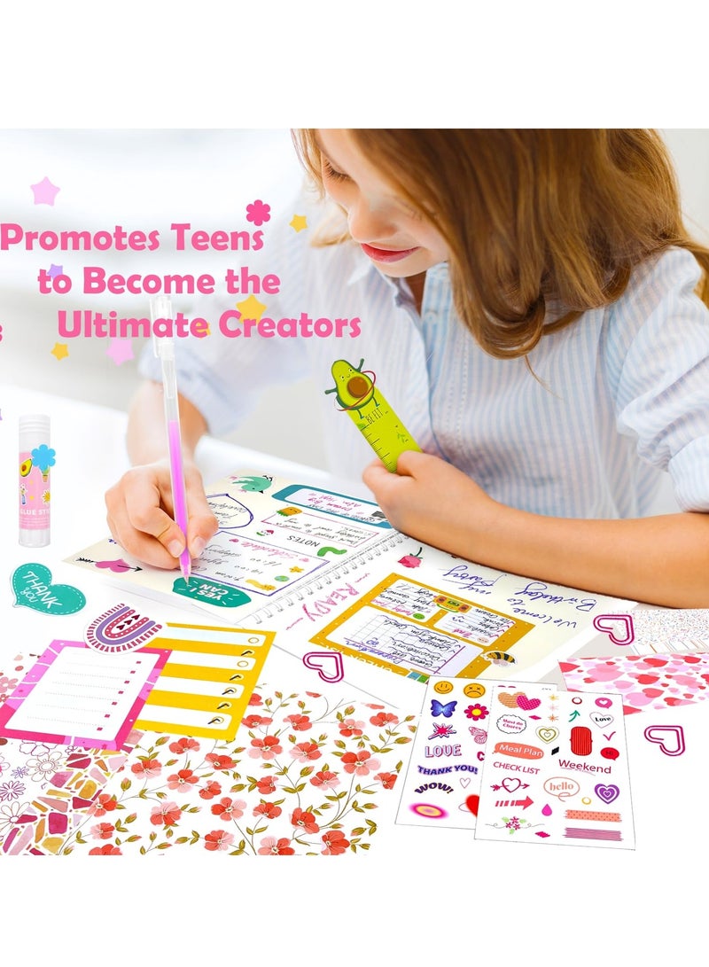 SYOSI DIY Journal Kit for Girls - 58pcs Scrapbook Set for Teen Girls,  Scrapbook & Diary Supplies Set, Journaling Art Crafts Kit, Ideal Gifts for 8 9 10 11 12 13 14 Year Old  and Up - Image 5