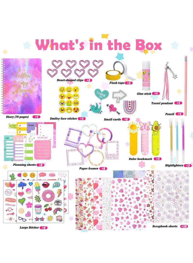 SYOSI DIY Journal Kit for Girls - 58pcs Scrapbook Set for Teen Girls,  Scrapbook & Diary Supplies Set, Journaling Art Crafts Kit, Ideal Gifts for 8 9 10 11 12 13 14 Year Old  and Up - Image 2