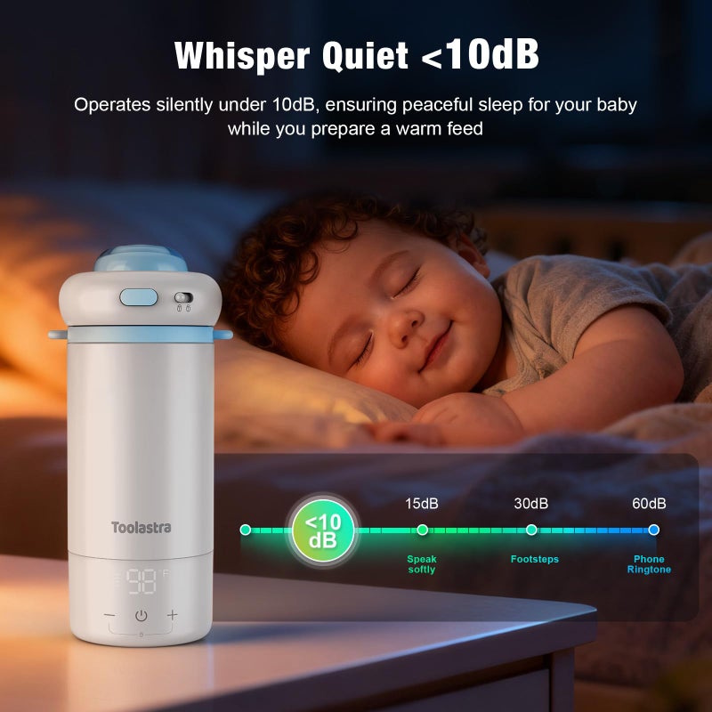 Toolastra Portable Bottle Warmer for Baby on The Go, 16.91oz 100% Faster Heating & Precise Temperature Control, Leak-Proof Design, Child Safety Lock, Ideal for Travel, Formula & Breast Milk Warmer - Image 5
