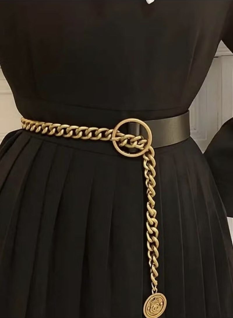 Women's Metal and PU Waist Belt with Unique Design with Fashion Personality, Versatile Waist Chain  - Image 2
