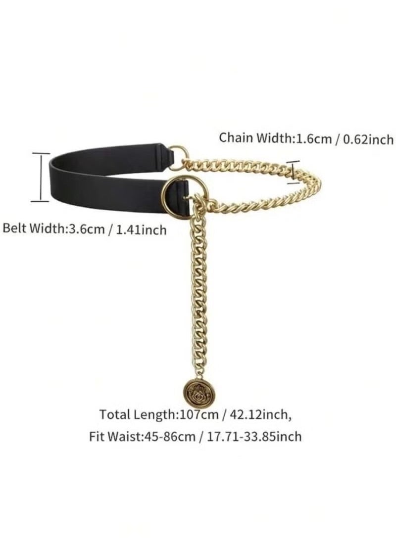 Women's Metal and PU Waist Belt with Unique Design with Fashion Personality, Versatile Waist Chain  - Image 3
