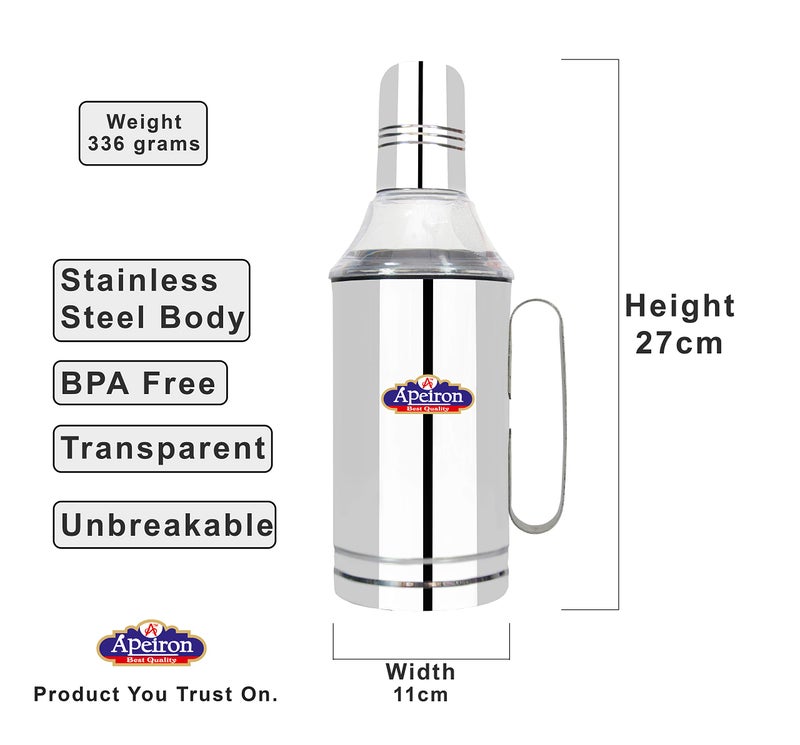 Apeiron Stainless Steel Nozzle Oil Dispenser with Handle Pack of 2 (1000ml Each) - Image 2