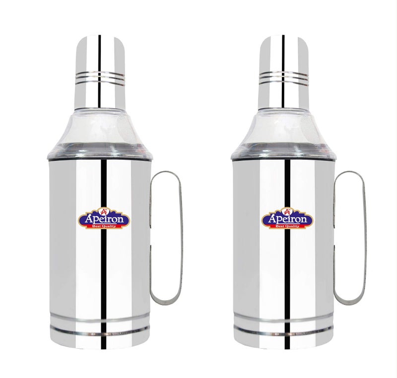 Apeiron Stainless Steel Nozzle Oil Dispenser with Handle Pack of 2 (1000ml Each) - Image 1
