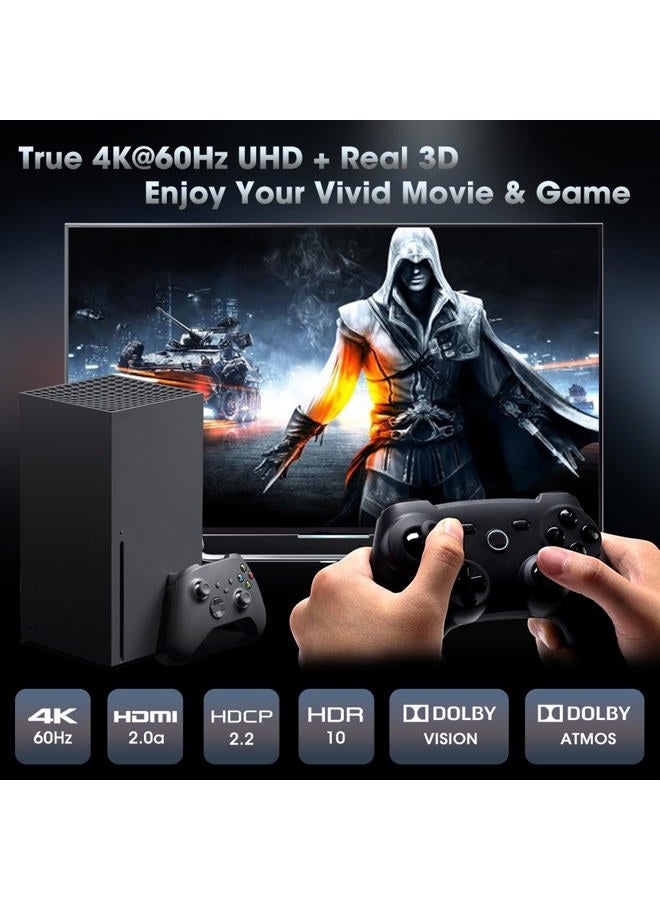 ROOFULL (Newest Version) 5 Port 4K HDMI Switch with Remote 5 in 1 Out 4K@60Hz HDMI 2.0 Video Switcher Selector, Dolby Vision/Atmos Auto-Switching HDCP 2.2 HDR 10 CEC 18Gbps for PS5/4Pro Xbox Apple TV - Image 5