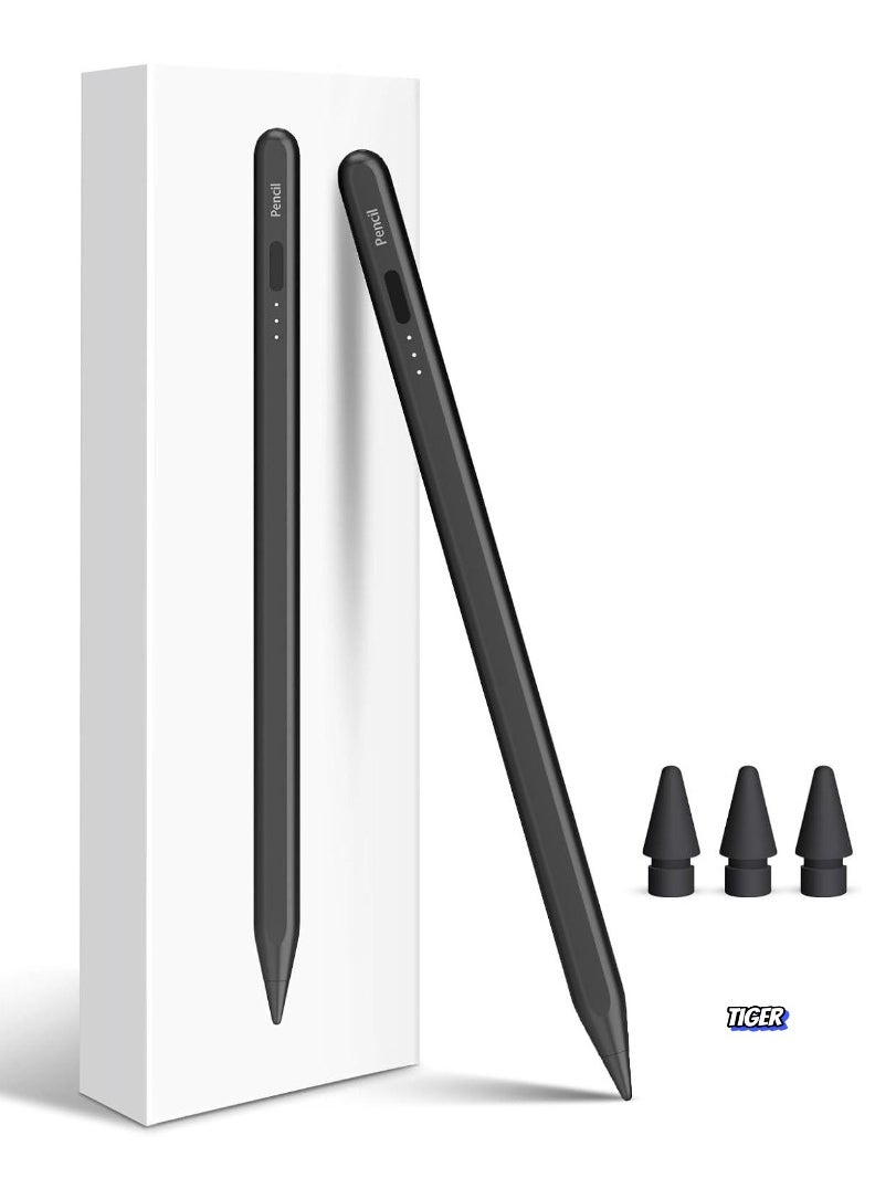 TIGER iPad Pencil, Fast Charging Stylus Pen with Palm Rejection – 10-Minute Quick Charge, Compatible with iPad Air 3/4/5, iPad Mini 5/6, iPad 6/7/8/9/10, iPad Pro 11" & 12.9" – Black  - Image 1
